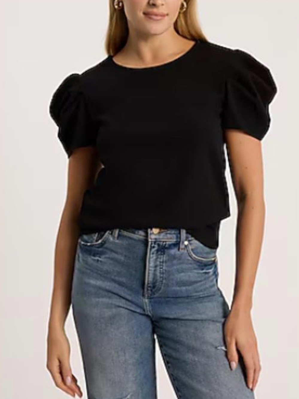 Express Crew Neck Short Puff Sleeve Tee